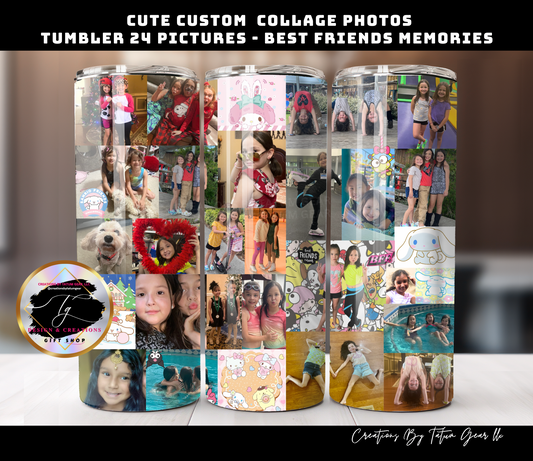Physical Personalized Photos Collage Tumbler, 24 Custom Photos Tumbler Collectibles.