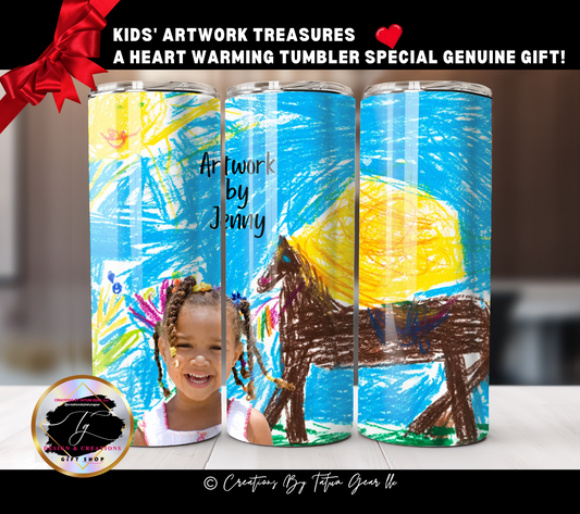 Kids Artwork Treasures, ArtWork kids - Special gift tumbler 20 oz Personalized, Art Kids Custom.