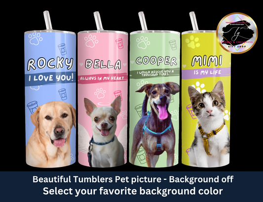 Custom Pet Insulated Tumbler Using Pet Photo, Custom Dog 20 oz Tumbler Dog or Cat.