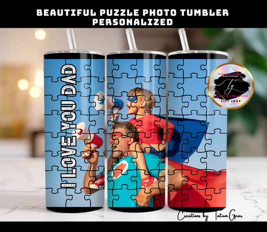 Stunning and Beautiful Puzzle Photo tumbler, Custom Picture 20 oz Tumbler.